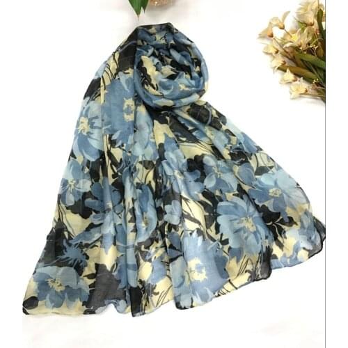 Fashion Newest Women Floral Pattern Cotton Voile Scarf Shawls 7Colors 10pcs/lot