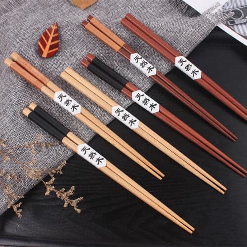 2 Pairs Chopsticks Set Marbling Anti-skid Chinese Style Sushi Rice Chopsticks Bamboo Wood Kitchen Tableware Dinnerware Set Gift