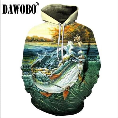 2020 New Style 3D Graphic Fishing Hoodies Autumn Winter Outdoor sports mens womens Fishing clothing plus size 6XL - S