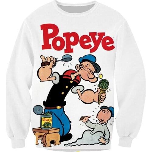 New Off White popular cartoon popeye Anime hoodies 3D printed Jacket men/women Ropa casual streetwear sweatshirts Drop ship