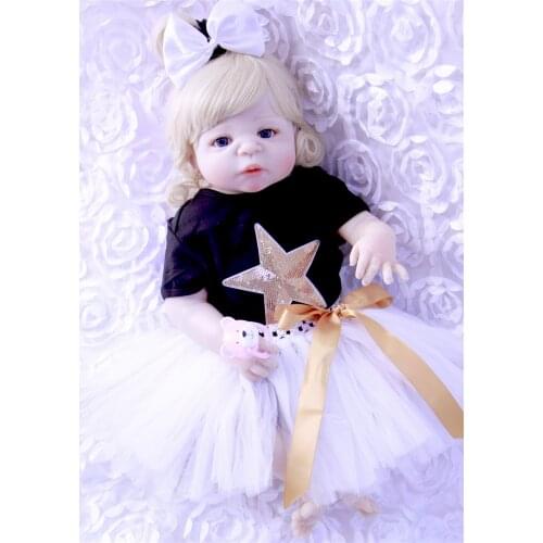57" New Design Lovely New Born Baby blond curly Girl Doll Toy 23'' Realistic Bebes Reborn Dolls Silicone Vinyl Full Body Alive