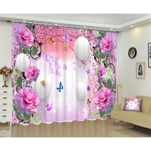 Pink curtains Luxury Blackout 3D Window Curtains For Living Room Bedroom Customized size Drapes Cortinas Rideaux Cushion cover