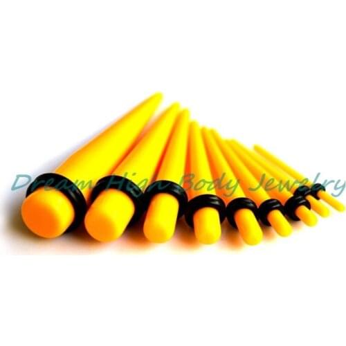 Neon Yellow Color Earring Taper Stretchers Ear Piercing Tapers Plugs Stretching Stretcher Expander Kit Free Shipping 1.6-10mm