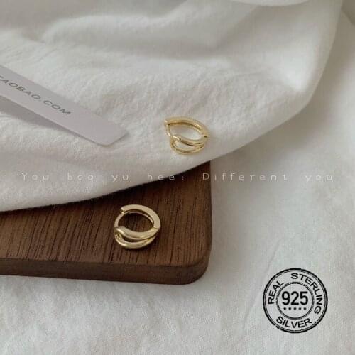 S925 Silver Earrings For Women Clip Gold Set Simple Compact All-Match Sisters Korean Geometry Fashion Temperament Jewelry INEFFA