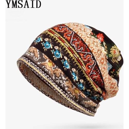 Ymsaid New 2 in 1 Hats Men Women Skullies Beanies Thin Camouflage Flower Hip Hop Beanies Hat Bib Mask Bonnet Female Male Autumn
