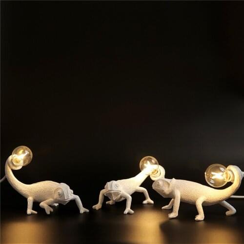 Nordic Modern Resin Lizard Night Lights Cute LED Animal Chameleon Table Lamps Bedroom Lamp Living Room Home Decor Light Fixtures