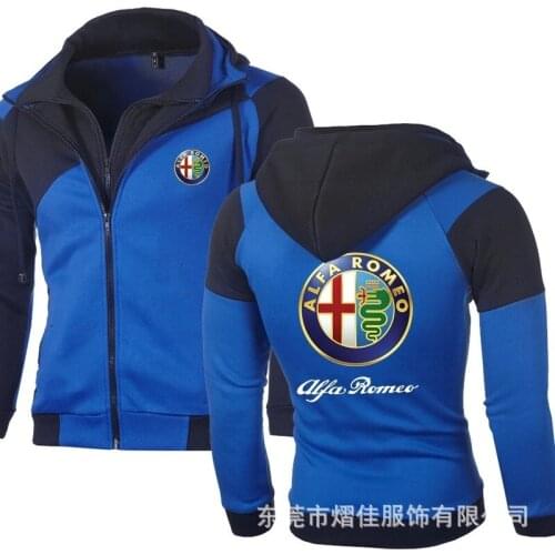 Spring Autumn New Mens Fashion for Alfa Romeo Sweatshirt Sportswear Casual Jacket Coat Hip Hop Double Zipper Cotton Hoodie U