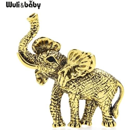 Wuli&baby Vintage Elephant Brooches Women Unisex Animal Party Casual Brooch Pins Gifts