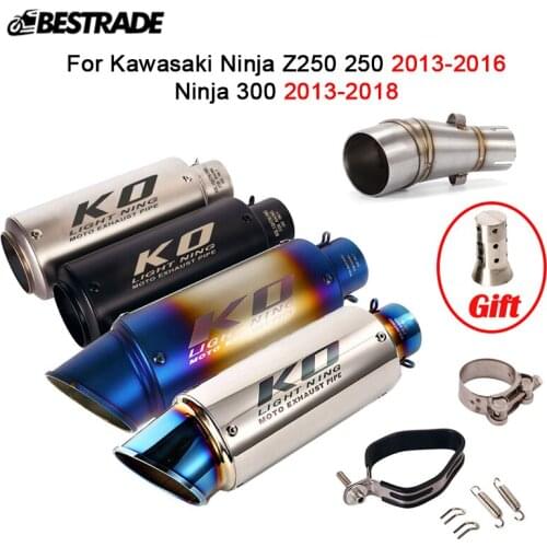 For Kawasaki Ninja Z250 250 300 2013-2016 Exhaust Pipe Motorcycle Mid Link Tube Slip On 51mm Muffler Removable DB Killer Escape