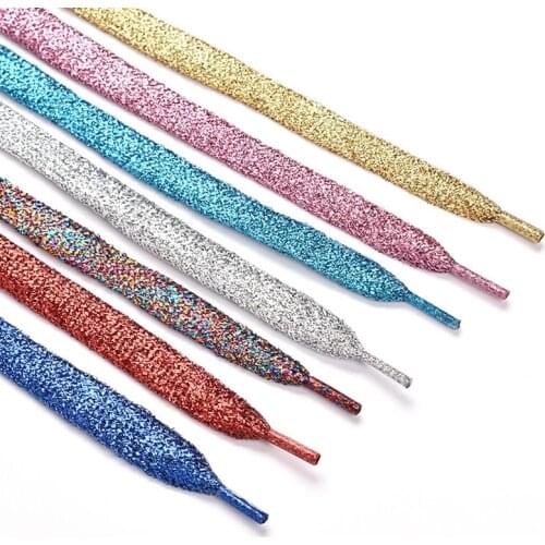 Colorful Flat Shoe Laces Glitter Shoelaces Strings Sneakers Shoes Boot Shoelace for Athletic Running 100/120/140/160CM
