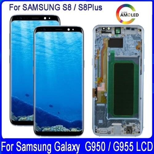 For Samsung Galaxy S8 S8 plus G950 G950F G955 G955F G955FD Has Burn and Shadow Lcd Display +Touch Screen Digitizer With Frame