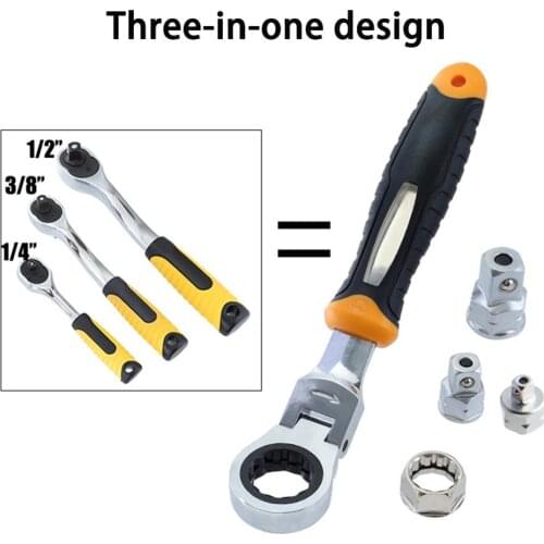1/4" 3/8" 1/2"inch of different dimension Ratchet Wrench Extending Telescopic Ratchet Socket Wrench Tool Plate Ratchet Handle Wr