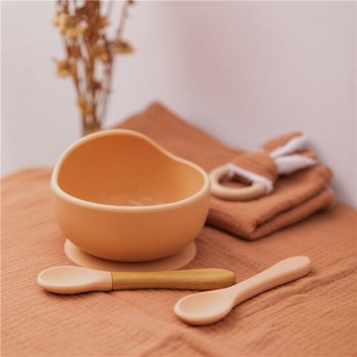 1set Tableware Silicone Bowl Feedings Waterproof Spoon Plates for Food Baby Plate Learning Dishes Suction Products