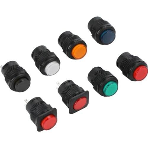 10 PCS R16-503/R16-504 Plastic Push Button Switch 16MM Self-reset/Self-locking Multi-color with Light/No Light Normally Open