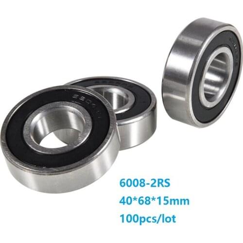 100pcs/lot 40x68x15mm 6008RS 6008-2RS 6008 2RS 40*68*15mm Double rubber seal Deep Groove Ball bearing