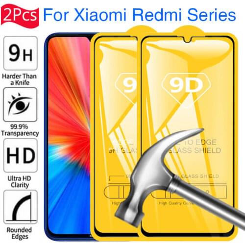 2Pcs 9D Full Cover For Xiaomi Redmi Note 8 Pro Glass Screen Protector For Xiomi Redme Note 10 9 8 Pro Protective Glass 3D Armors
