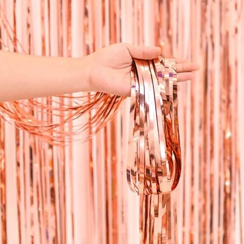 2Pack Party Backdrop Metallic Foil Fringe Tinsel Curtain Adult Kids Birthday Party Wedding Decoration Baby Shower Favor Supplies