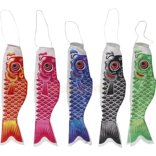 5pcs 55cm Japanese Carp Koinobori Windsock Banner Flag Fish Kite Wind Streamer Celebration Decoration -- 5 Color SET