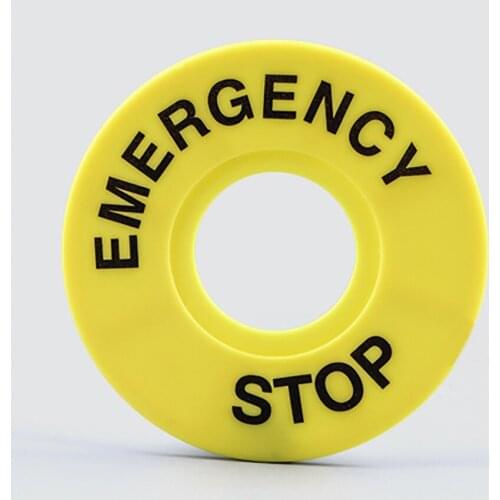 5pcs/lot ABS Emergency Stop Button Switch Alarm Ring Yellow Sign Button Box Warning STOP Outer Dia 60mm Opening 22mm