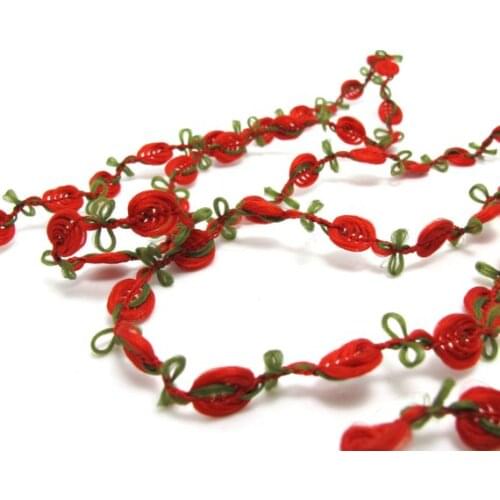 5 Yards Red Color Woven Rococo Ribbon Trim|Decorative Floral Ribbon|Scrapbook Materials|Decor|Craft Supplies|Embellishment|Soft