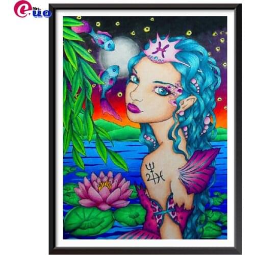 5D diamond embroidery Pisces girl pattern full resin diamond mosaic picture home decor diy diamond painting cross stitch kits