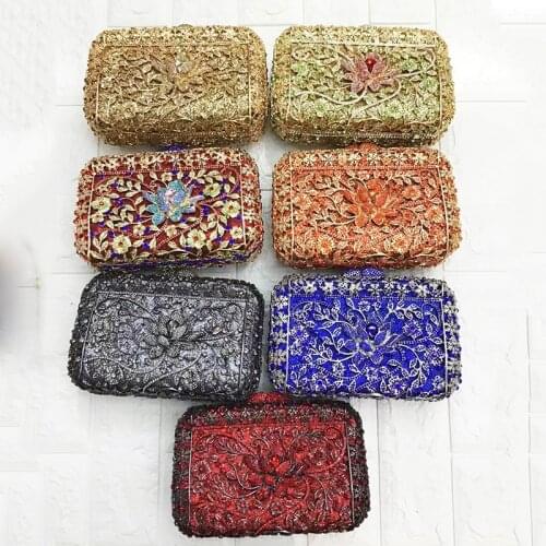 7 Colors Gold/Orange/Blue/Red Bags XIYUAN Evening Clutch Purse Crystal Shoulder Handbags Luxury Womens Mini Minaudiere Purses