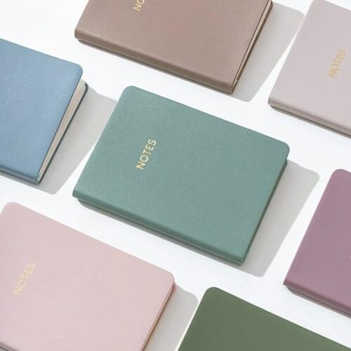 80 Sheets Morandi Color PU Leather Cover Notebook Gilding Notes A6 Portable Sized Line Memo Agenda To Do Office School A6416