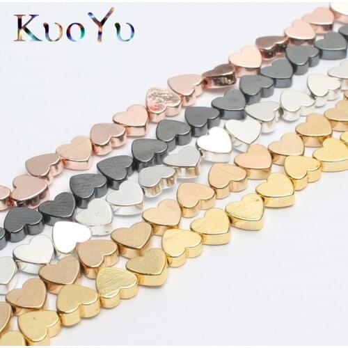 Natural Rose Gold Black Hematite Love Heart Beads Loose Stone Beads for Jewelry Making DIY Bracelet Pendant Necklace 15'' 5x6mm