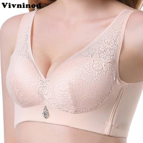 Large Size Thin Cup No Rims Push Up Adjustment Type Ladies Wire Free Bra Plus Size 120C 120D 120E Women Full Cup Wireless Bra BH