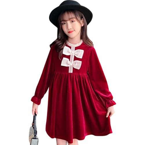Kids Dresses For Girls Thick Wamr Party Girl Dress Corduroy Dress For Children Spring Autumn Girls Clothing 6 8 10 12 14