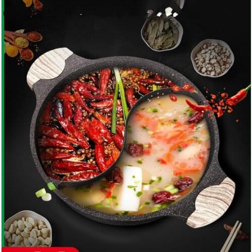 Chinese Style Two-Flavor Hot Pot Hot Pot Household Large Capacity Non-Stick Pan Hot Pot Shabu-Shabu Dry Pan Induction Cooker