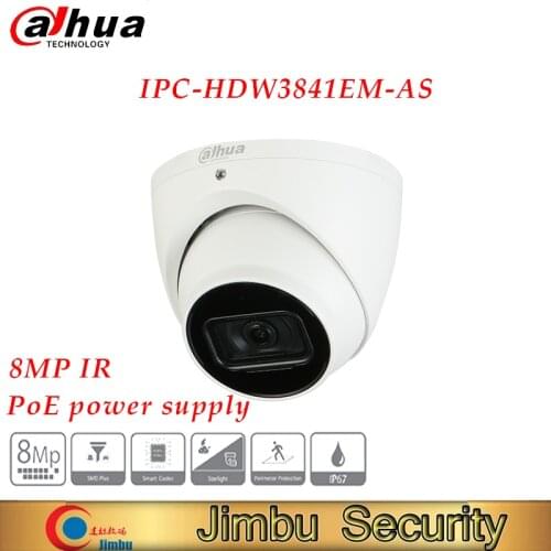 Dahua IP Camera IPC-HDW3841EM-AS 8MP 4K IR 2.8mm Lens Built-in MIC Fixed Focal Eyeball WizSense Camera intelligent detection