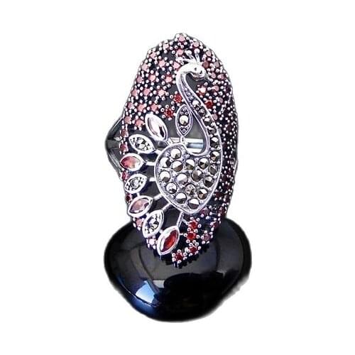 KJJEAXCMY fine jewelry Sterling silver taiyin with mark - setting peacock ring with an opening ring to feed the lady exaggerat