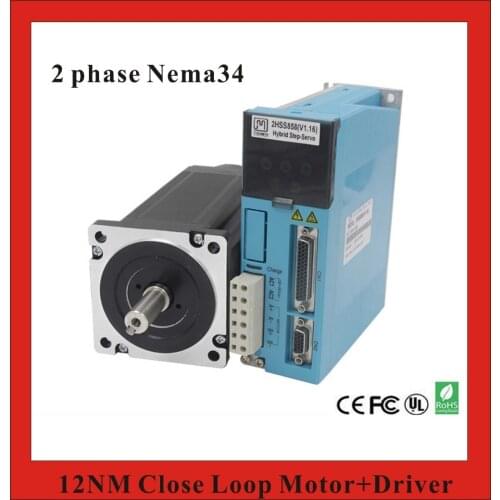 2 phase 12N.m Closed Loop Stepper Servo Motor Driver Kit 86J18156EC-1000+2HSS858H CNC Machine Motor Driver