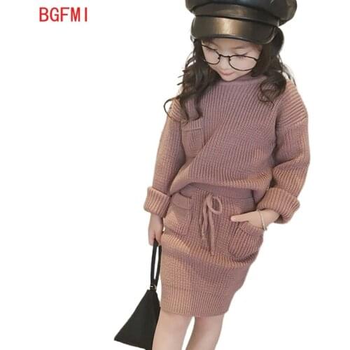 Baby Girls Clothes Autumn New Girls Casual Loose Sweater Pants Suit 2pcs Sweater Children Knitted Suit Winter Girls Clothing Set