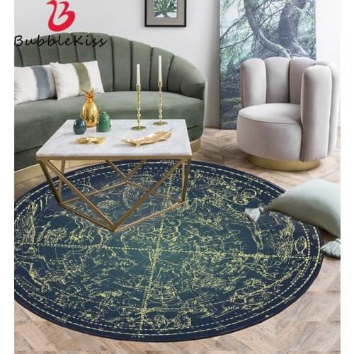 Bubble Kiss Colorful Star Pattern Round Carpets for Living Room Home Anti-wrinkle Kids Room Decor Rugs Baby Play Game Mats 2021