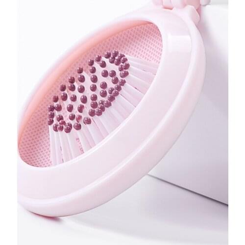 M76F Portable Round Mirror Hair Comb Folding Massage Hair Brush Mini Airbag Combs