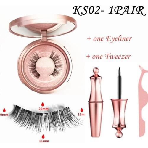 Makeup Magnetic Eyelashes Eyeliner 5 Magnet Natural Short Magnetic False Lashes Set Magnetic Eyeliner Tweezer Tool 1 pair