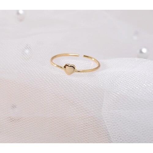 Cute Gold Color Promise Wedding Ring Simple Female Small Heart Adjustable Ring Fashion 925 Sterling Silver Love Rings For Women