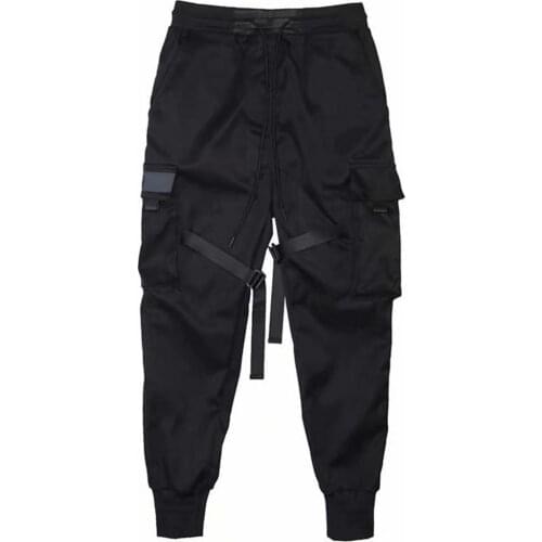 Sweatpants Men Trousers Solid Color Multi Pockets Slim Ankle Tied Mid Rise Pockets Cargo Pants for Spring Mens Clothing 2021