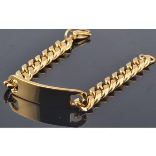 High Quality Gold Color Stainless Steel Bracelet Men Chain Link Bracelets fashion jewelry ID Bracelets Bangles 8/10/15mm