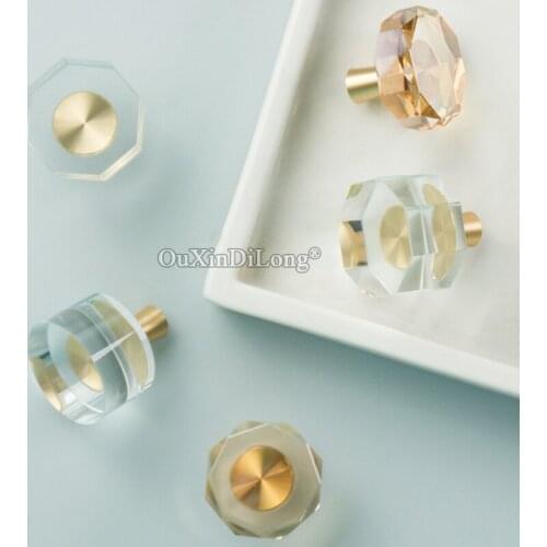 New 2PCS Brass Crystal Glass Furniture Handles Drawer Pulls Cupboard Wardrobe Kitchen Shoe TV Cabinet Pulls Handles and Knobs