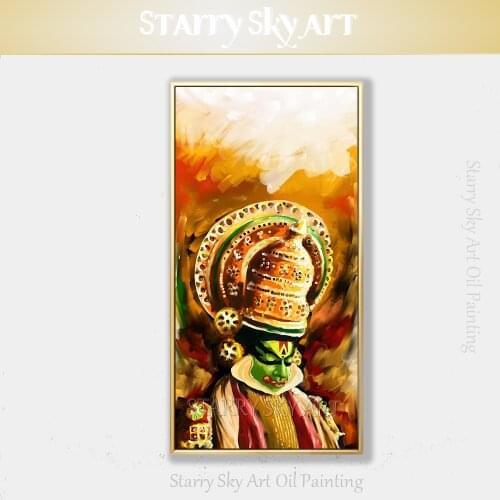 New Arrivals Hand-painted High Quality Kathakali Oil Painting on Canvas Abstract Classical Indian Arts Kathakali Oil Painting