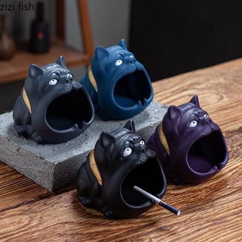 Cartoon Dog Ashtray Animal Ceramic Soot Storage Tank Home Living Room Storage Ornaments Key Groceries Organize Box Ashtray