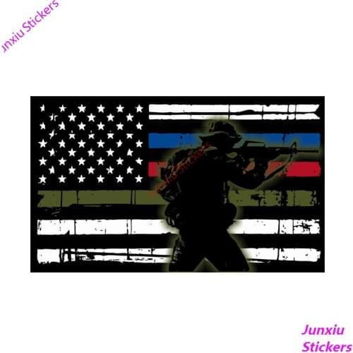 Firefighter Gunny Solider Flag Vinyl Car-Stickers for Window Bumper Trunk Auto Laptop Uv Protection Decoration 16*10cm