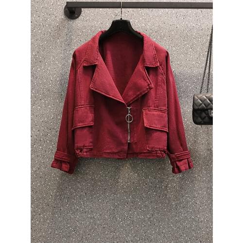 Plus Size Womens Clothes 2021 Spring Denim Jacket Loose Wild Fashion Slim Short Zipper Jeans Jaqueta Feminina Vintage Top zh496