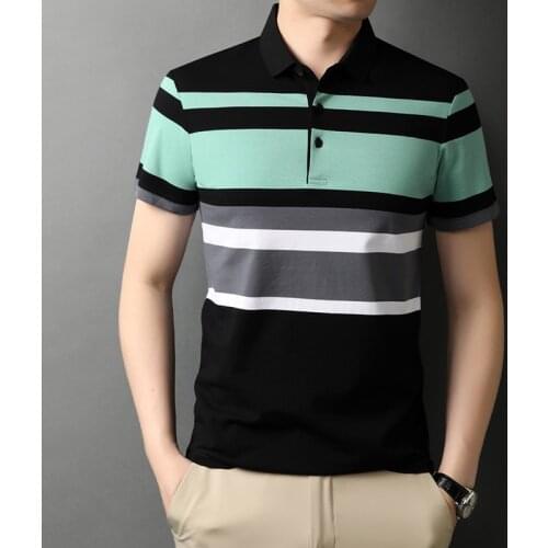 Top Grade New Summer Brand Designer Mens Polo Shirt Cotton Spandex Short Sleeve Casual Tops Striped Fashions Men Clothes 2021