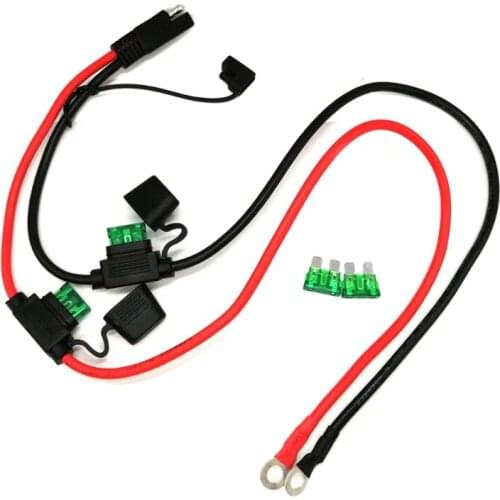 SAE to O Ring Terminal Harness, with 30A Protection Fuse, 2-Pin Quick Disconnect Plug,10AWG 60CM SAE Battery Extension C