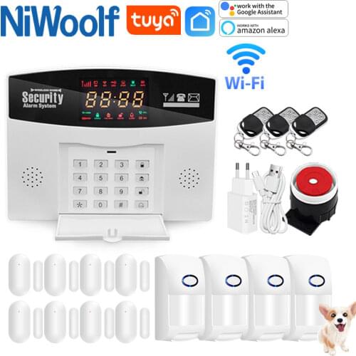 Tuya Smart Wifi GSM Home Security Burglar Alarm System Wireless & Wired Detector sensor motion Alarm Kits Support Alexa & Google