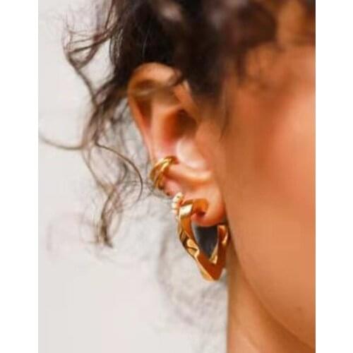 Twist heart hoop earring for women stainless steel gold open C hoop earring dainty elegant chic fashion jewelry 2021